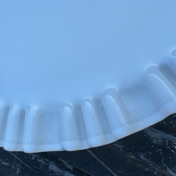 Vintage Milk Glass Cake Plate Pedestal Footed White Ruffles - Picture 6 of 6